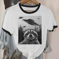Alien UFO Raccoon Cotton Unisex Ringer T-Shirt | Fun & Unique