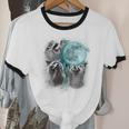 Raccoon Moon Howling Unisex Ringer T-Shirt | Quirky Cotton Tee