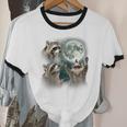 Raccoon Moonlit Howl | Unique Unisex Cotton Ringer Tee