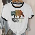 Retro Raccoon Cotton Ringer T-Shirt – Vintage Moon Theme Unisex