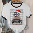 Santa Raccoon Christmas Unisex Cotton Ringer T-Shirt | Fun Holiday