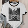 Scared Raccoon & Bigfoot Selfie | Unisex Cotton Ringer T-Shirt