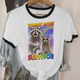 Tummy Ache Survivor Raccoon Cotton Ringer T-Shirt | Small