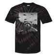 Alien UFO Raccoon Tie-Dye T-Shirt - Quirky & Whimsical Black Tie-Dye