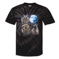 Raccoons Howling Moon Tie-Dye Unisex T-Shirt - Wild Nature Theme Black Tie-Dye