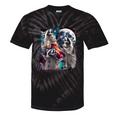 Three Racoon Moon Tie-Dye T-Shirt - Quirky Cursed Meme Style Black Tie-Dye