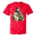 Jesus Hugging Raccoon Vintage Tie-Dye T-Shirt - Raccoon Lover Gift Red Tie-Dye