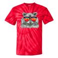 Raccoon Tie-Dye T-Shirt - Retro Sunglasses Design for Animal Lovers Red Tie-Dye