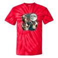 Three Possum Moon 3 Opossum Weird Cursed Meme Tie-Dye T-Shirts Red Tie-Dye