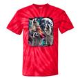 Three Racoon Moon Tie-Dye T-Shirt - Quirky Cursed Meme Style Red Tie-Dye