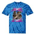 Even Baddies Get Saddies Raccoon Tie-Dye T-Shirt | Fun Meme Wear Blue Tie-Dye