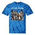 Let's Get Trashed Tie-Dye T-Shirt | Raccoon & Opossum Beer Party Blue Tie-Dye