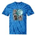 Raccoon Tie-Dye T-Shirt - Whimsical Howling Moon Scene Blue Tie-Dye