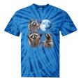 Raccoons Howling Moon Tie-Dye Unisex T-Shirt - Wild Nature Theme Blue Tie-Dye