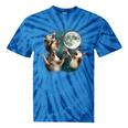 Three Possum Moon 3 Opossum Weird Cursed Meme Tie-Dye T-Shirts Blue Tie-Dye