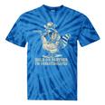 Vintage Western Raccoon Tie-Dye T-Shirt - Humorous Cowboy Design Blue Tie-Dye