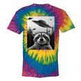 Alien UFO Raccoon Tie-Dye Unisex T-Shirt - Cosmic Adventure Appeal Rainbow Tie-Dye
