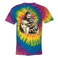Jesus Hugging Raccoon Vintage Tie-Dye T-Shirt - Raccoon Lover Gift Rainbow Tie-Dye