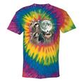 Raccoon 3 Racoons Howling At Moon Weird Cursed Tie-Dye T-Shirts Rainbow Tie-Dye