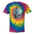 Raccoon Tie-Dye T-Shirt - Whimsical Howling Moon Scene Rainbow Tie-Dye