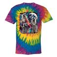 Three Racoon Moon Tie-Dye T-Shirt - Quirky Cursed Meme Style Rainbow Tie-Dye