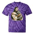 Jesus Hugging Raccoon Vintage Tie-Dye T-Shirt - Raccoon Lover Gift Purple Tie-Dye