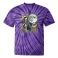 Raccoon 3 Racoons Howling At Moon Weird Cursed Tie-Dye T-Shirts Purple Tie-Dye