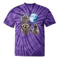 Raccoons Howling Moon Tie-Dye Unisex T-Shirt - Wild Nature Theme Purple Tie-Dye
