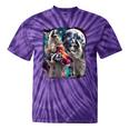 Three Racoon Moon Tie-Dye T-Shirt - Quirky Cursed Meme Style Purple Tie-Dye