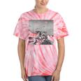Alien UFO Raccoon Tie-Dye T-Shirt - Quirky & Whimsical Coral Tie-Dye