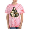 Jesus Hugging Raccoon Vintage Tie-Dye T-Shirt - Raccoon Lover Gift Coral Tie-Dye