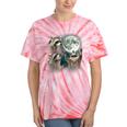 Raccoon 3 Racoons Howling At Moon Weird Cursed Tie-Dye T-Shirts Coral Tie-Dye