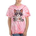 Raccoon Tie-Dye T-Shirt - Whimsical Wildlife Fashion for Adults Coral Tie-Dye