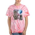 Raccoons Howling Moon Tie-Dye Unisex T-Shirt - Wild Nature Theme Coral Tie-Dye