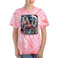 Three Racoon Moon Tie-Dye T-Shirt - Quirky Cursed Meme Style Coral Tie-Dye