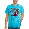 Raccoon Tie-Dye T-Shirt - Vintage Coffee-Loving Theme for Unisex Turquoise Tie-Dye