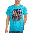 Three Racoon Moon Tie-Dye T-Shirt - Quirky Cursed Meme Style Turquoise Tie-Dye