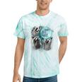 Raccoon Tie-Dye T-Shirt - Whimsical Howling Moon Scene Mint Tie-Dye