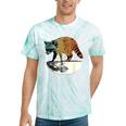 Retro Raccoon Tie-Dye T-Shirt - Vintage Half Moon Design Mint Tie-Dye