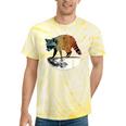 Retro Raccoon Tie-Dye T-Shirt - Vintage Half Moon Design Yellow Tie-Dye