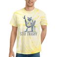 Stay Trashy Raccoon Tie-Dye T-Shirt - Feminine Halloween Fun Yellow Tie-Dye