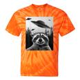 Alien UFO Raccoon Tie-Dye Unisex T-Shirt - Cosmic Adventure Appeal Orange Tie-Dye