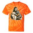 Jesus Hugging Raccoon Vintage Tie-Dye T-Shirt - Raccoon Lover Gift Orange Tie-Dye