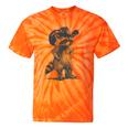 Raccoon Cowboy Tie-Dye T-Shirt for Men & Women | Graphic Meme Style Orange Tie-Dye