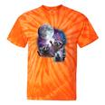 Raccoon Moonlight Tie-Dye Unisex T-Shirt | Whimsical Night Theme Orange Tie-Dye
