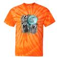 Raccoon Tie-Dye T-Shirt - Whimsical Howling Moon Scene Orange Tie-Dye