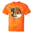 Retro Raccoon Tie-Dye T-Shirt - Vintage Half Moon Design Orange Tie-Dye