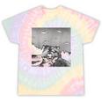 Alien UFO Raccoon Tie-Dye T-Shirt - Quirky & Whimsical Hazy Rainbow Tie-Dye
