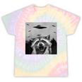 Alien UFO Tie-Dye T-Shirt | Fun Raccoon Design For All Ages Hazy Rainbow Tie-Dye