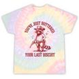 Cowboy Raccoon Tie-Dye T-Shirt - Humorous Western Style Hazy Rainbow Tie-Dye
